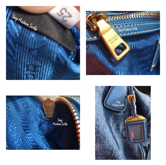 PRADA Bauletto Handbag Denim Shoulder Bag Crossbody Convertible Hand Bag - Picture 4 of 7